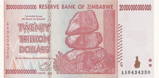 Zimbabwe $20 Trillion Dollar Banknote, 2008, Uncirculated