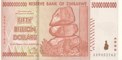 Zimbabwe $50 Billion Dollar Banknote, 2008, Uncirculated