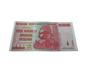 Zimbabwe $100 Million Dollar Banknote, 2008, Circulated (used)
