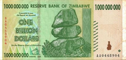 Zimbabwe $1 Billion Dollar Banknote, 2008, Circulated (used)